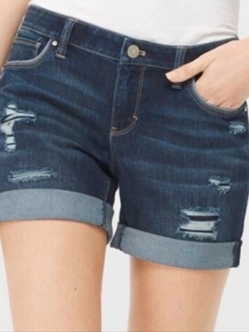 The Girlfriend Short Distressed Denim